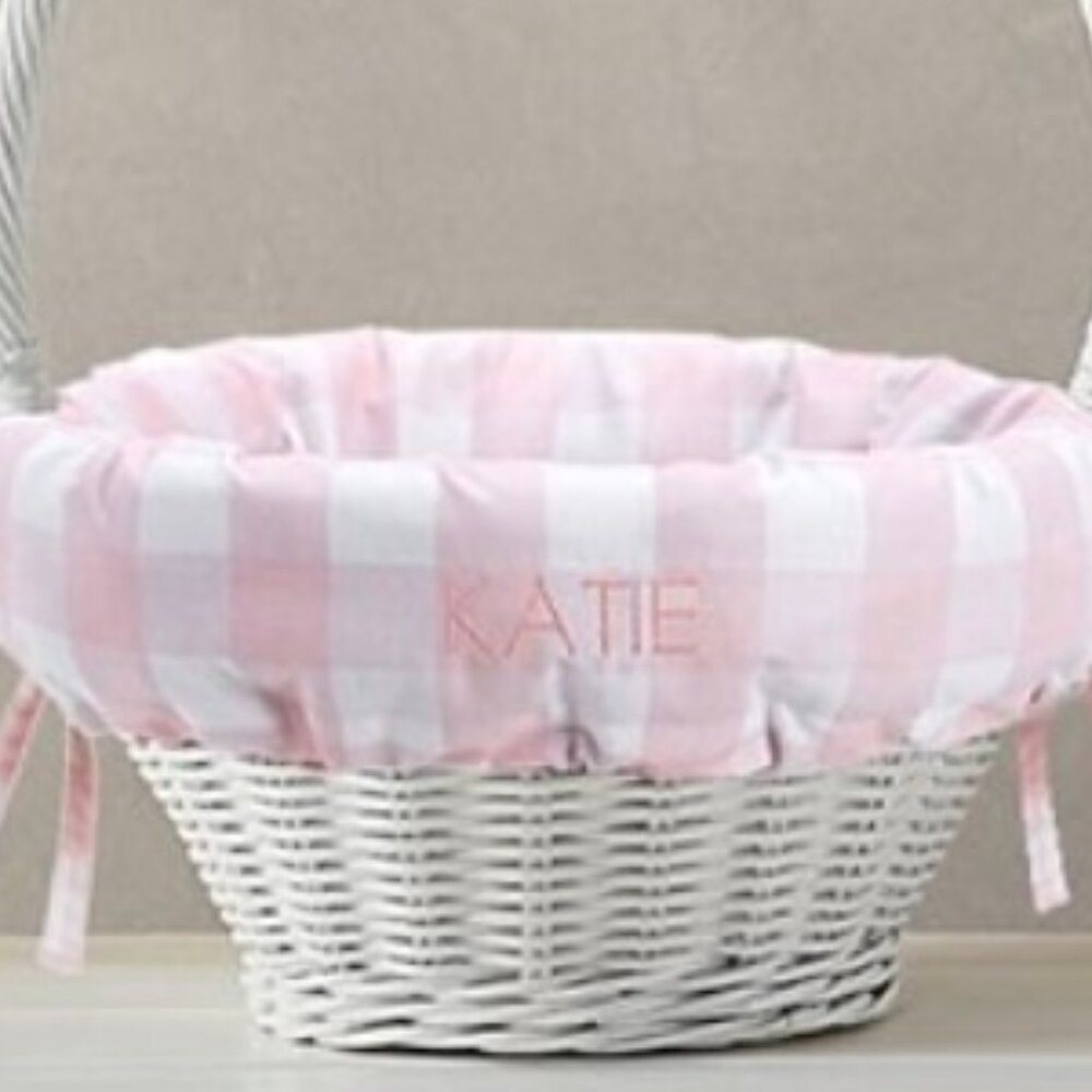 Pottery Barn Kids Pink Large Scale Gingham Basket Liner